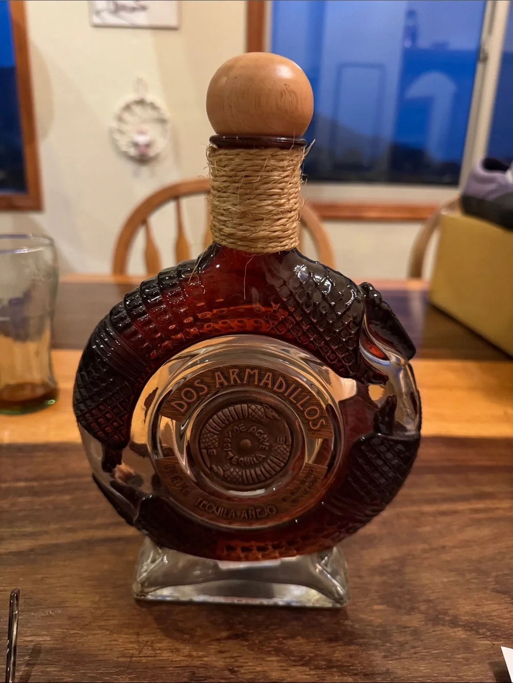 Dos Armadillos Anejo Tequila Empty Bottle 750ml Collectible Bar Cart Decor DIY